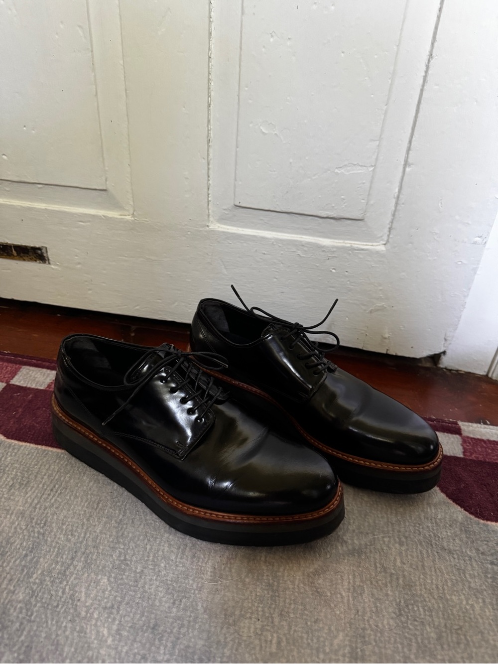 Vince Leather Platform Oxford Lace-Up Shoes Black EU 37 7